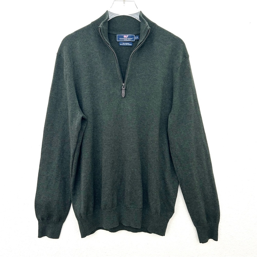Vineyard Vines Quarter Zip Sweater Cashmere Cotton Preppy Green Size Men’s Small